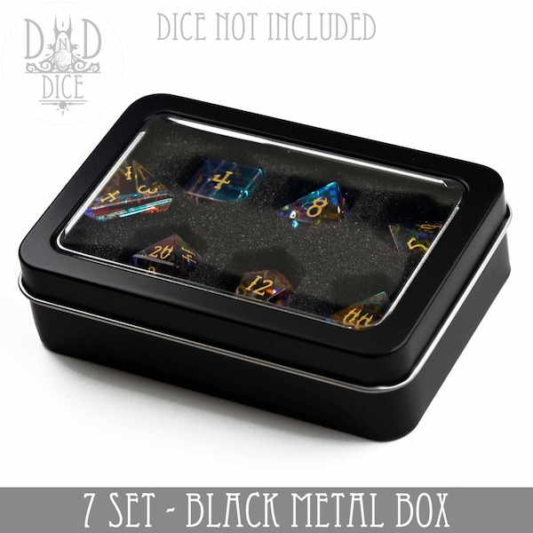 Metal Gift Box for 7 Dice Sets | Exclusive Layout, Dice Not Included | Perfect for Resin, Metal or Gemstone Dice | DND DICE