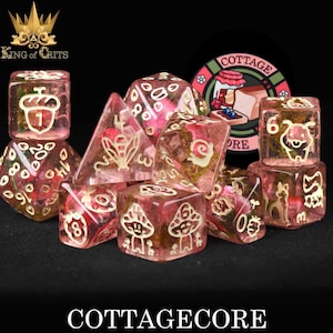 Cottagecore Exclusive 11 Dice Set | Fairycore Relaxing Lifestyle DND DICE with Butterflies, Bugs, and Animals | King of Crits Brand