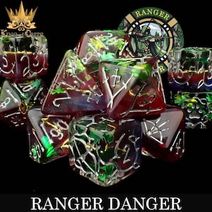 Ranger Danger Exclusive 11 Dice Set | DND DICE Designed for Archers, Rangers, Druids, and Stealthy Forest Assassins | King of Crits Brand