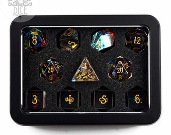 Metal Gift Box for 11 Dice Sets | Exclusive Layout, Dice Not Included | Perfect for Resin, Metal or Gemstone Dice | DND DICE