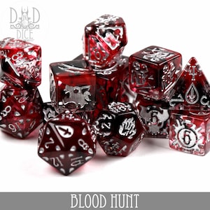 Blood Hunt Exclusive 12 Dice Set | Blood Hunter Class Inspired Dungeons & Dragons Theme | DND DICE