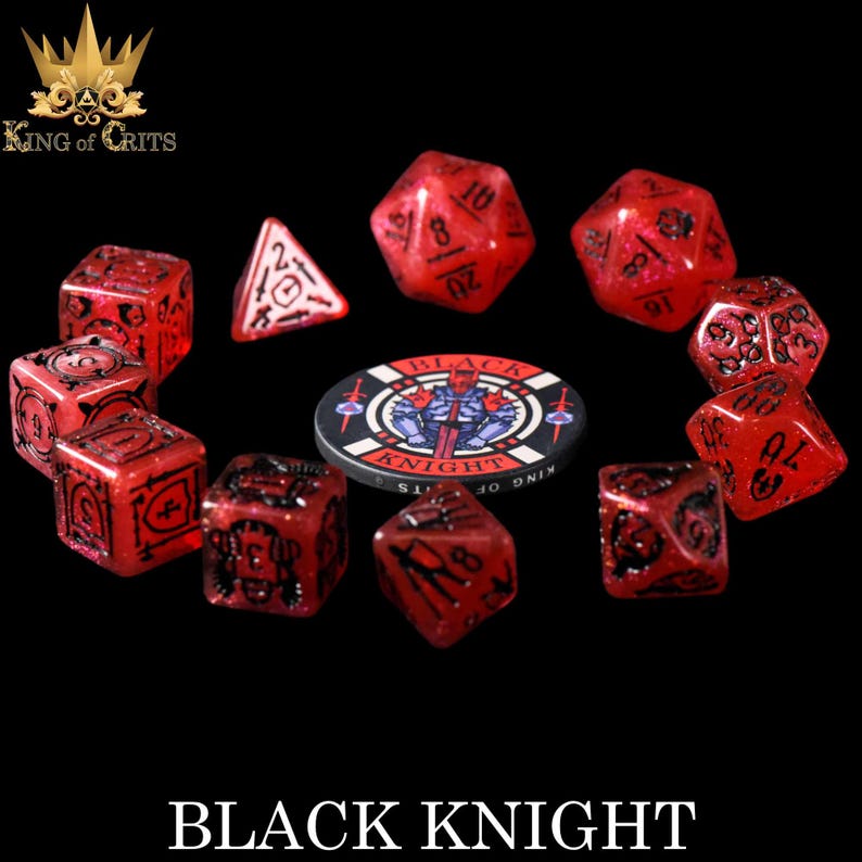 Melee Ranger Dice Set Black Knight Exclusive 11 Dice Set With Poker Chip | Fallen Paladin ...