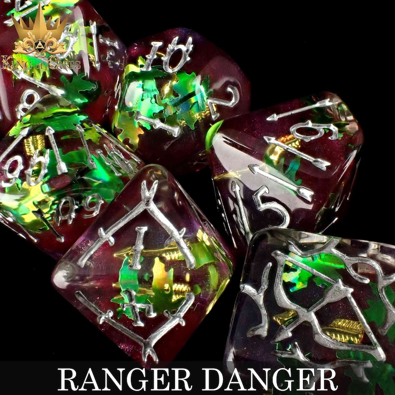 Ranger Danger Exclusive 11 Dice Set | DND DICE Designed for Archers, Rangers, Druids, and Stealthy Forest Assassins | King of Crits Brand image 7