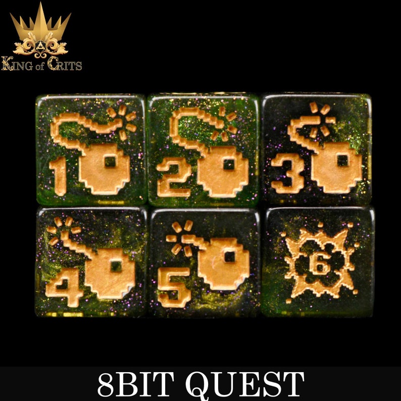 8BIT Quest Exclusive 11 Dice Set | Definitely NOT Zelda Inspired DND DICE Design | King of Crits Brand image 8