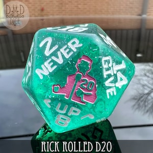 Rick Rolled 34mm D20 | Original Designed Custom Dice | DND DICE