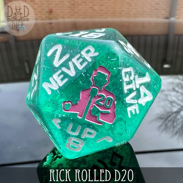 Rick Rolled 34mm D20 | Original Designed Custom Dice | DND DICE