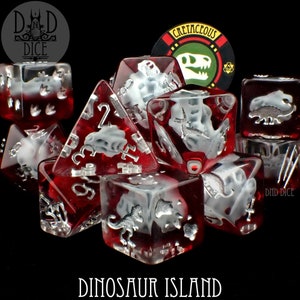 Dinosaur Island Exclusive 11 Dice Set | T-Rex and Friends Dinosaur Themed Palaeontologist Dice | DND DICE