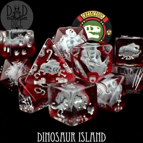 Dinosaur Island Exclusive 11 Dice Set | T-Rex and Friends Dinosaur Themed Palaeontologist Dice | DND DICE