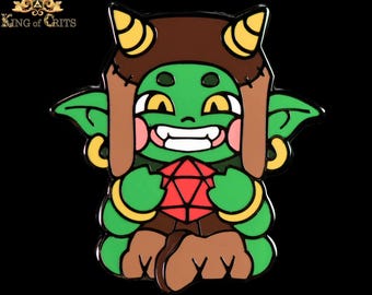Dice Goblin Enamel Pin | Collectors Pin Featuring Cute Goblin Boi will Make Your Friends Jelly | King of Crits Brand