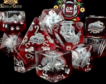 Dinosaur Island Exclusive 11 Würfel Set | T-Rex und Freunde Dinosaurier Themen Paläontologen DND DICE | Marke King of Crits