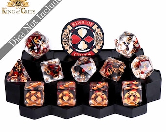 The Crown Jewel 11 Dice Set Display with Poker Chip Slot | Exclusive King of Crits Layout, Dice Not Included | Collectors Item | DND DICE
