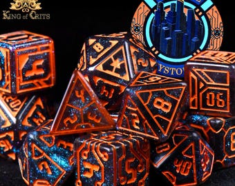 Digital Dystopia Exclusive 11 Dice Set | Megacorps and Binary Decisions, Choose Your DND DICE Wisely | King of Crits Brand