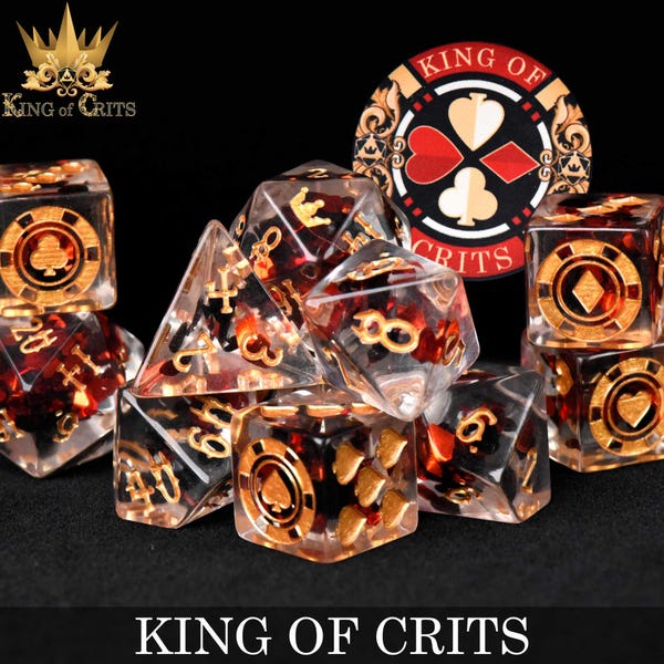 King of Crits Exclusives 11 Würfel Set | Pokerwürfel mit Farben | Vegas Gambler Spielbank DND WÜRFEL | Marke King of Crits