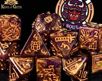 Samurai Soul Exclusive 11 Dice Set | Bushido and Katana Sword Japanese DND DICE | King of Crits Brand