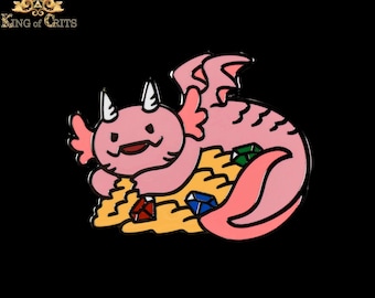 Axolotl Enamel Pin | Cute Kawaii Dice Hoarding DND DICE Creature | King of Crits Brand