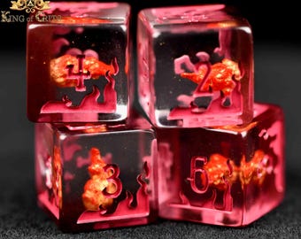 Fireball 4D6 Dice Set | Torch Your Enemies in Style with this DND DICE D6 Pack | King of Crits Brand