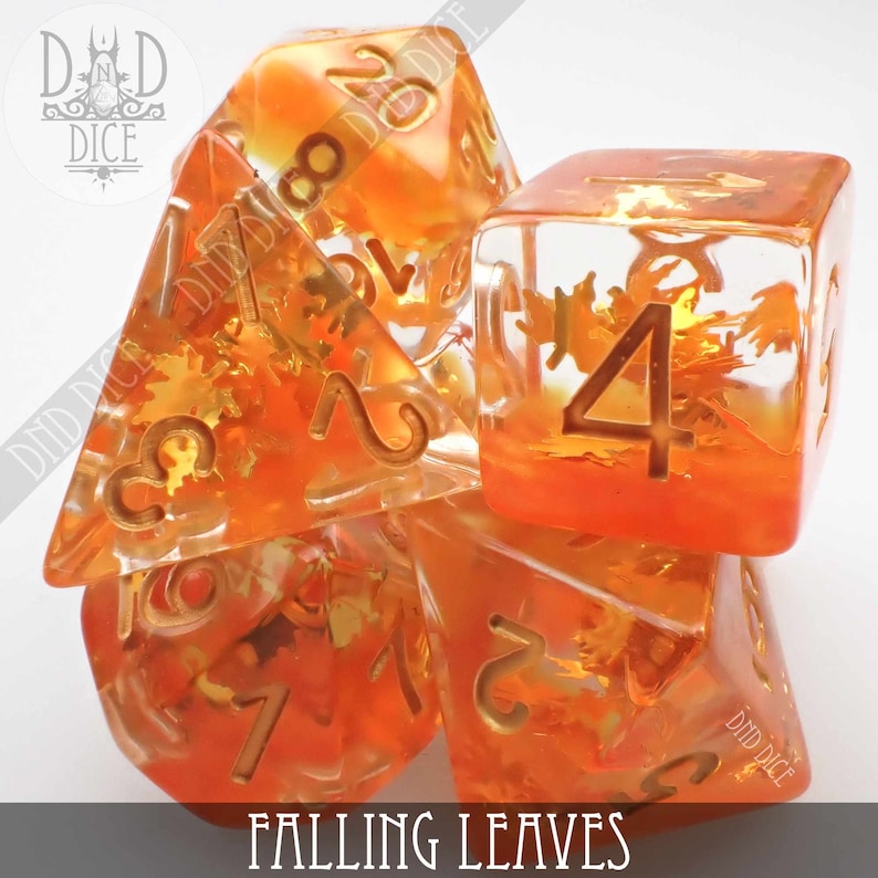 Falling Leaves Polyhedral Dice Set | Limited Edition | Dungeons and Dragons | DND DICE 