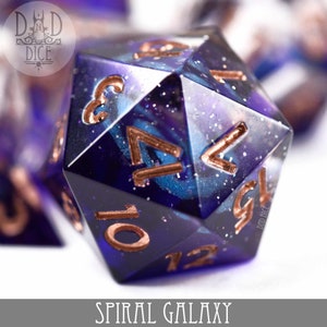 Spiral Galaxy Handmade Polyhedral Dice Set | Sharp Edge | Dungeons & Dragons | DND DICE