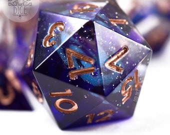Spiral Galaxy Handmade Polyhedral Dice Set | Sharp Edge | Dungeons & Dragons | DND DICE