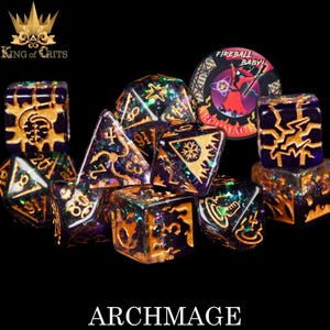 Archmage 11 Dice Set | Wizard / Sorcerer / Mage Class Themed DND DICE | King of Crits Brand