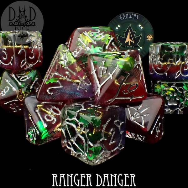 Ranger Danger Exclusive 11 Dice Set | Designed for Archers, Rangers, and Stealthy Forest Assassins | DND5E