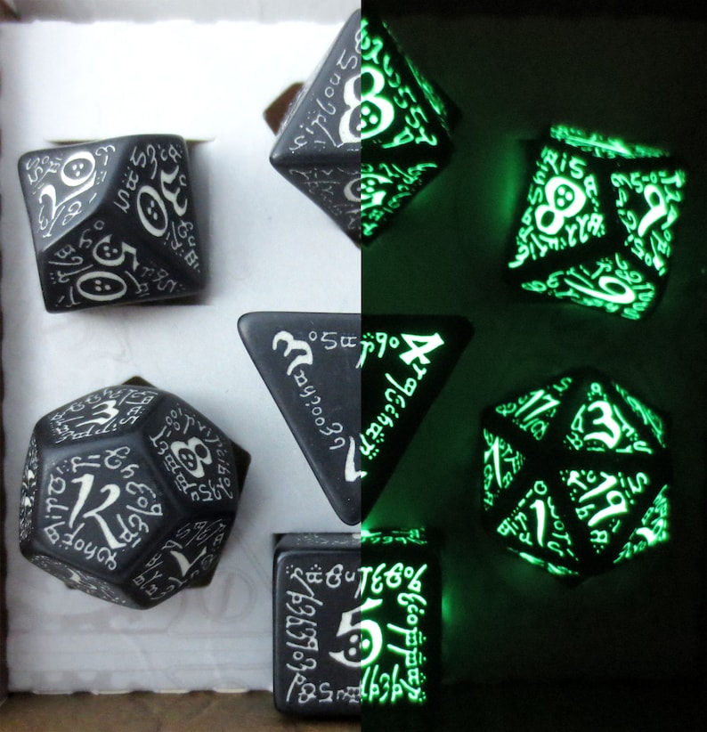 Elven Glow in the Dark DND Dice Set RPG Dice Etsy