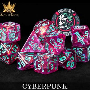 Cyberpunk Exclusive 11 Dice Set | Megacorps Can't Beat Scrappy Superbike Tech Junkies | Futuristic DND DICE Design | King of Crits Brand