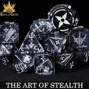 Art of Stealth Exclusive 11 Dice Set | Ninja Assassin Themed DND DICE | King of Crits Brand