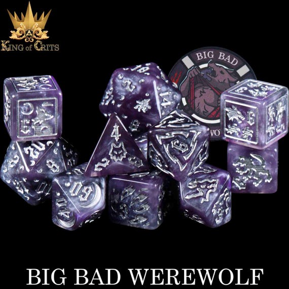 Big Bad Werewolf Exclusive 11 Dice Set | Dig your Claws and Teeth into this Lycanthrope Themed DND DICE Set | King of Crits Brand