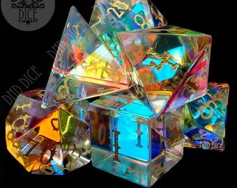 Infinity Prism Dichroic Glass Polyhedral Dice Set | Dungeons & Dragons | Limited Edition Gemstone | DND DICE