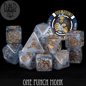 One Punch Monk Exclusive 11 Dice Set | Get Peaceful or Get Wrecked | Character Class DND DICE