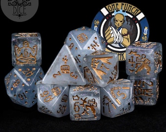 One Punch Monk Exclusive 11 Dice Set | Get Peaceful or Get Wrecked | Character Class DND DICE
