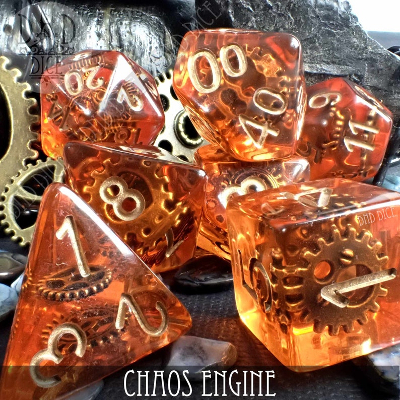 Chaos Engine Steampunk Polyhedral Dice Set | Limited Edition | Dungeons & Dragons | DND DICE 