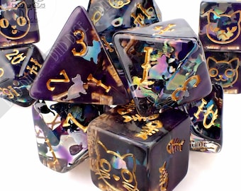 The Cat's Meow Exclusive 11 Dice Set | Kitty Cat Faces | DND DICE