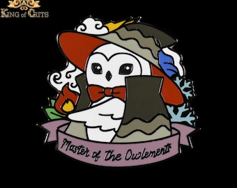 Owl Mage Enamel Pin | Exclusive Cute Animal RPG Magic User DND DICE Design | King of Crits Brand