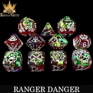 Ranger Danger Exclusive 11 Dice Set | DND DICE Designed for Archers, Rangers, Druids, and Stealthy Forest Assassins | King of Crits Brand image 3