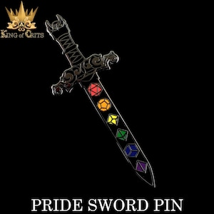 Pin esmaltado de espada con dados del orgullo / Diseño exclusivo / Dungeons and Dragons DND5E