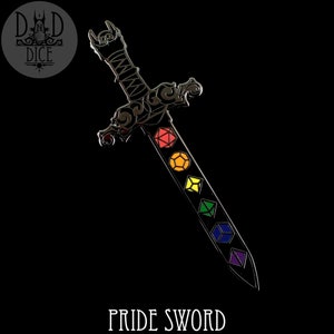 Pride Dice Sword Enamel Pin | Exclusive Design | Dungeons and Dragons DND5E