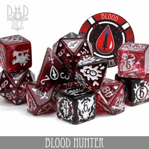 Blood Hunter Exclusive 11 Dice Set | Blood Hunter Class Inspired Dungeons & Dragons Theme | DND DICE