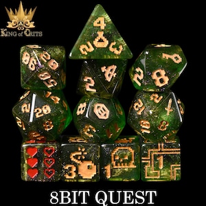 8BIT Quest Exclusive 11 Dice Set | Definitely NOT Zelda Inspired DND DICE Design | King of Crits Brand image 2