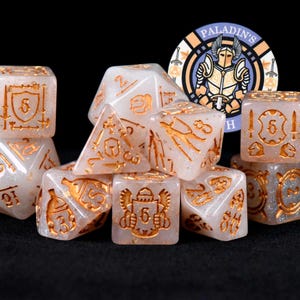 Paladin's Oath Exclusive 11 Dice Set | Holy Warrior DND DICE for Paladins, Clerics, Fighters, and other Melee Classes | King of Crits Brand