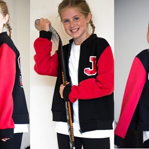 Personalized letterman jacket for kids youth cheer jackets with hood or collar image 4