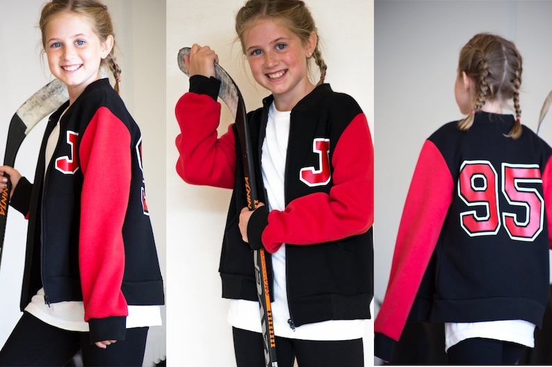 Personalized letterman jacket for kids youth cheer jackets with hood or collar image 4