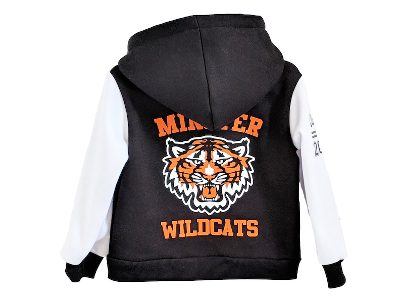 Personalized letterman jacket for kids youth cheer jackets with hood or collar image 2