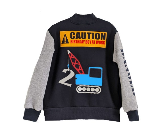 Construction Themed Birthday Jacket Personalized Hoodie for Boys