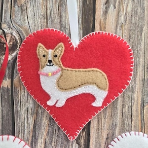 Lucy the Corgi with Her Rose Necklace, Approx 4&quot; x 4&quot;, One Pup Heart Ornament