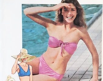 80s Swimsuit Pattern Bikini and Shorts Pattern Size 10-14 UNCUT Bathing-suit Pattern Simplicity 9391 Two Pieces Swimsuit