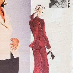 Women&#39;s Suit Pattern with Flared Back Jacket, Vogue 1048, Size 6-10, Pattern: Jacket-Princess Seams & Skirt-Semi-fitted, Lined, Two Lengths