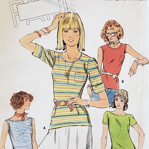 70s T-Shirt Pattern, Butterick 4898, Size 10, Vintage T-Shirt Top with Various Styles, Sewing Pattern, Vintage Butterick T-Shirt Pattern