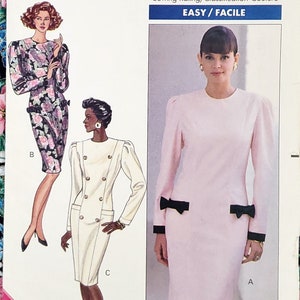 80&#39;s Dress Pattern, UNCUT, Butterick 4366, Sizes 12-16, Classic Couture, Semi Fitted, Princess Seams